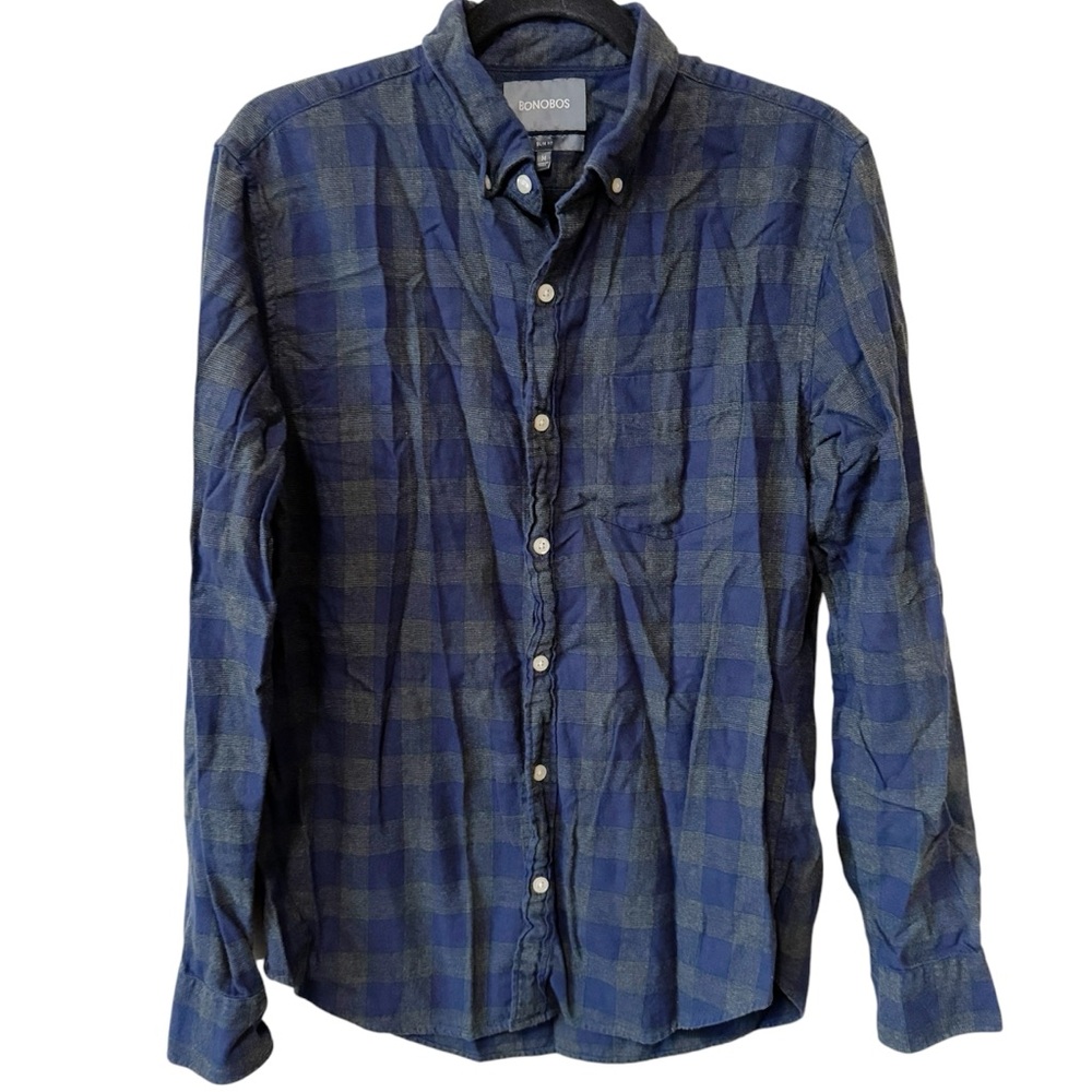 Bonobos Blue Plaid Men's Slim Fit Shirt Sz M
